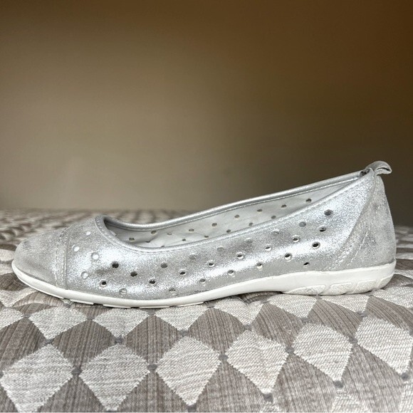 Cellini Spirit Metallic‎ Silver Italian Leather Ballet Flat Women EU 41 US 10 - Picture 2 of 14